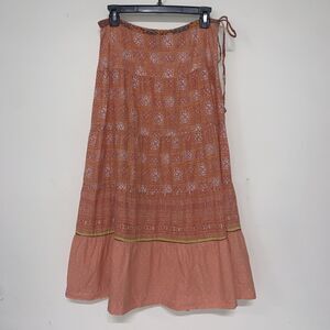Sundance Tiered Maxi Skirt Sz 4P Boho Hippie Cottagecore Festival Peasant Orange